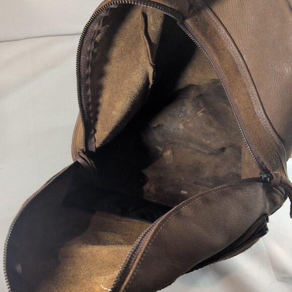 Roots Canada Genuine Leather Backpack Brown Canadian Leaf Bag Tan Vintage Large - Picture 15 of 16